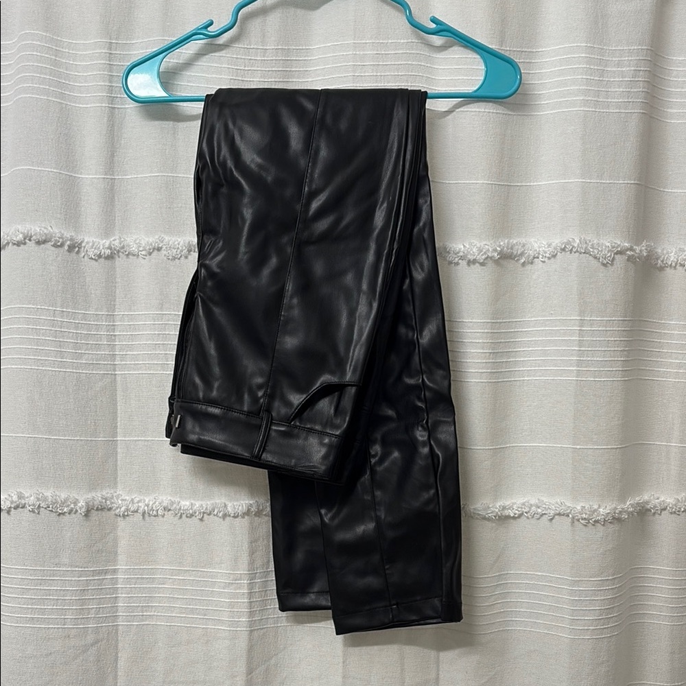 Black Wide Leg Leather Pants